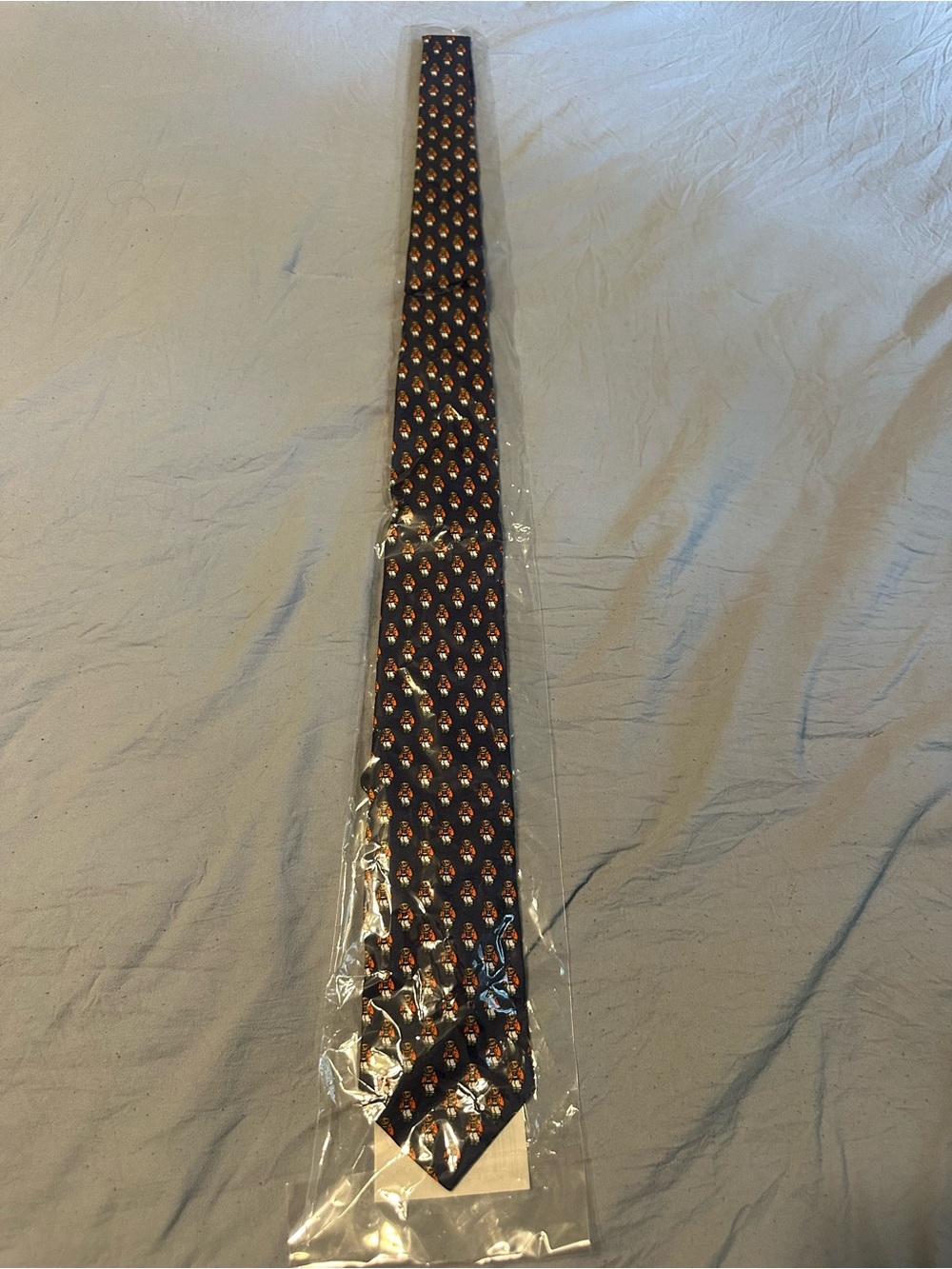 Polo by Ralph Lauren Navy Tie with Orange Pattern